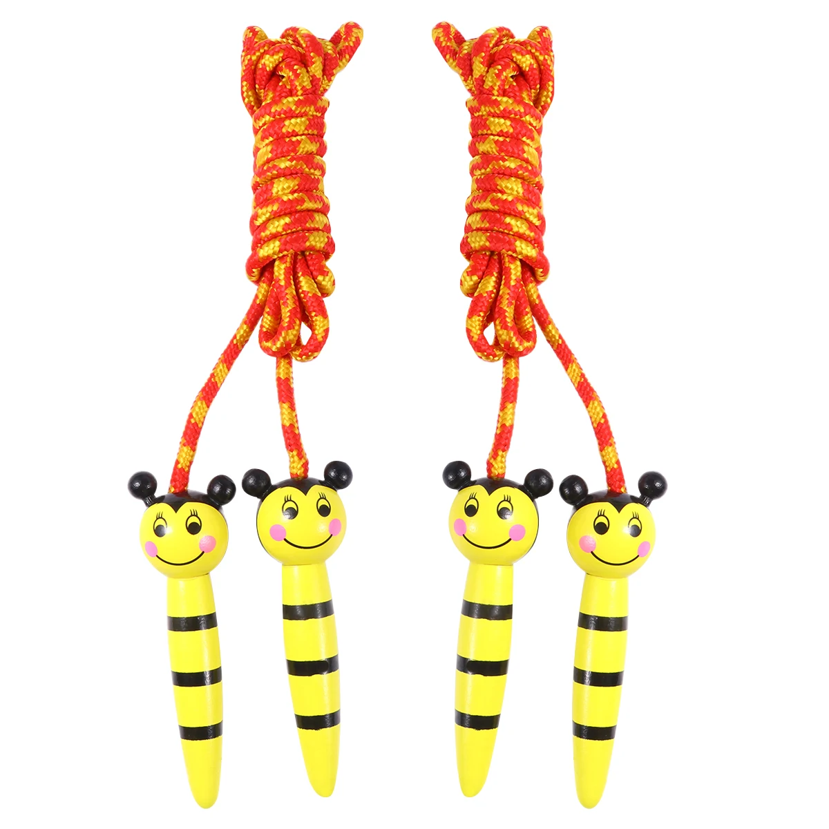 

2pcs Wooden Jump Rope Premium Quality Cartoon Design Kids Plaything Durable Bamboo Skipping Rope Exercise Toy