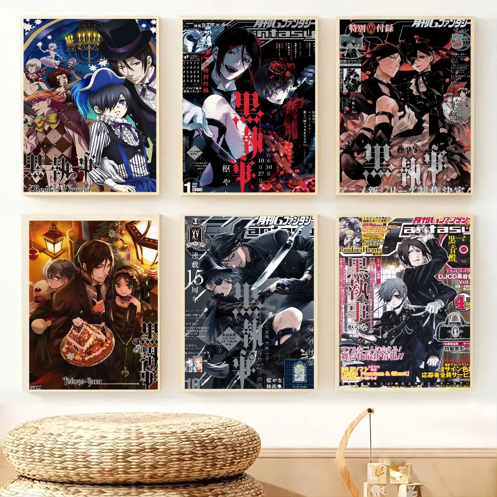 1 قطعة أنيمي الأسود بتلر المشارك ورقة طباعة غرفة المعيشة المنزلي غرفة نوم مدخل بار مطعم مقهى الفن اللوحة الديكور