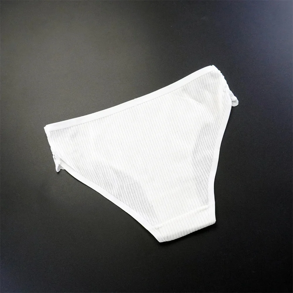 10 ks dámských bílých/černých bavlněných kalhotek se závitem, nízkého pasu, zvednutých boků, sportovních dámských jednobarevných kalhotek, prodyšných - náhled 6