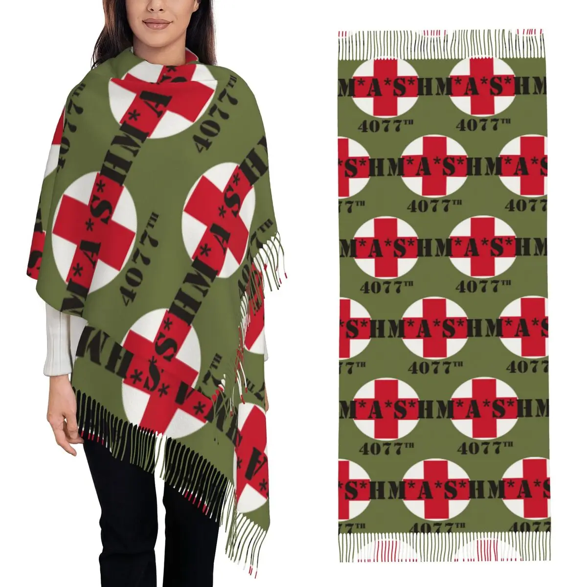 

Mash Medic 4077, армейский шарф США, шарфы с кисточками для женщин, мягкие теплые шали и накидки, длинная осенне-зимняя шаль
