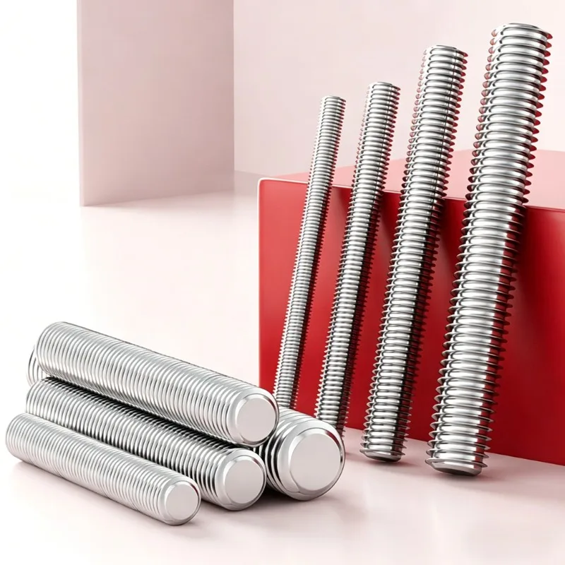 304 Stainless Steel Full Threaded Rod Bolt M3 M4 M5 M6 M8-M18 Length 16-300mm Fully Metric Headless Bolt Thread Stud Rods Screws