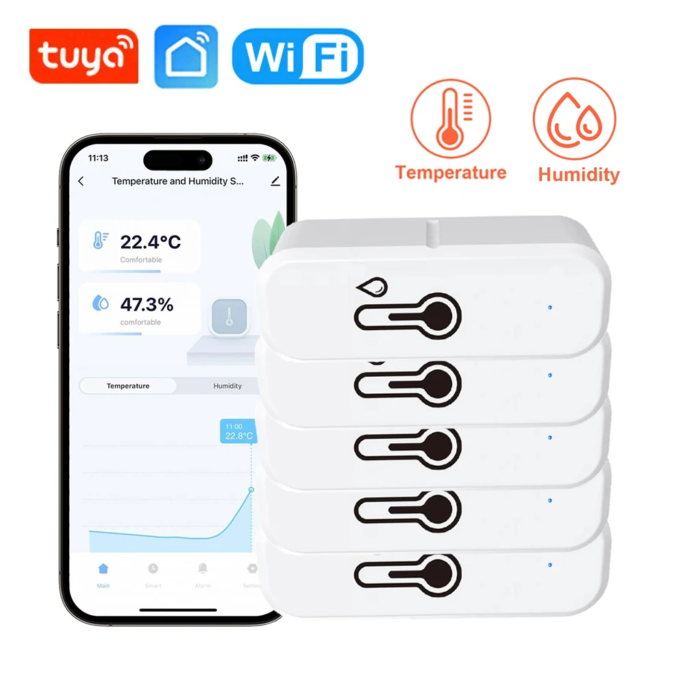 Capteur de température et d'humidité WiFi Tuya, 2 à 8 pièces, moniteur de thermomètre d'intérieur, contrôle par application Smart Life, fonctionne avec Alexa Google Home