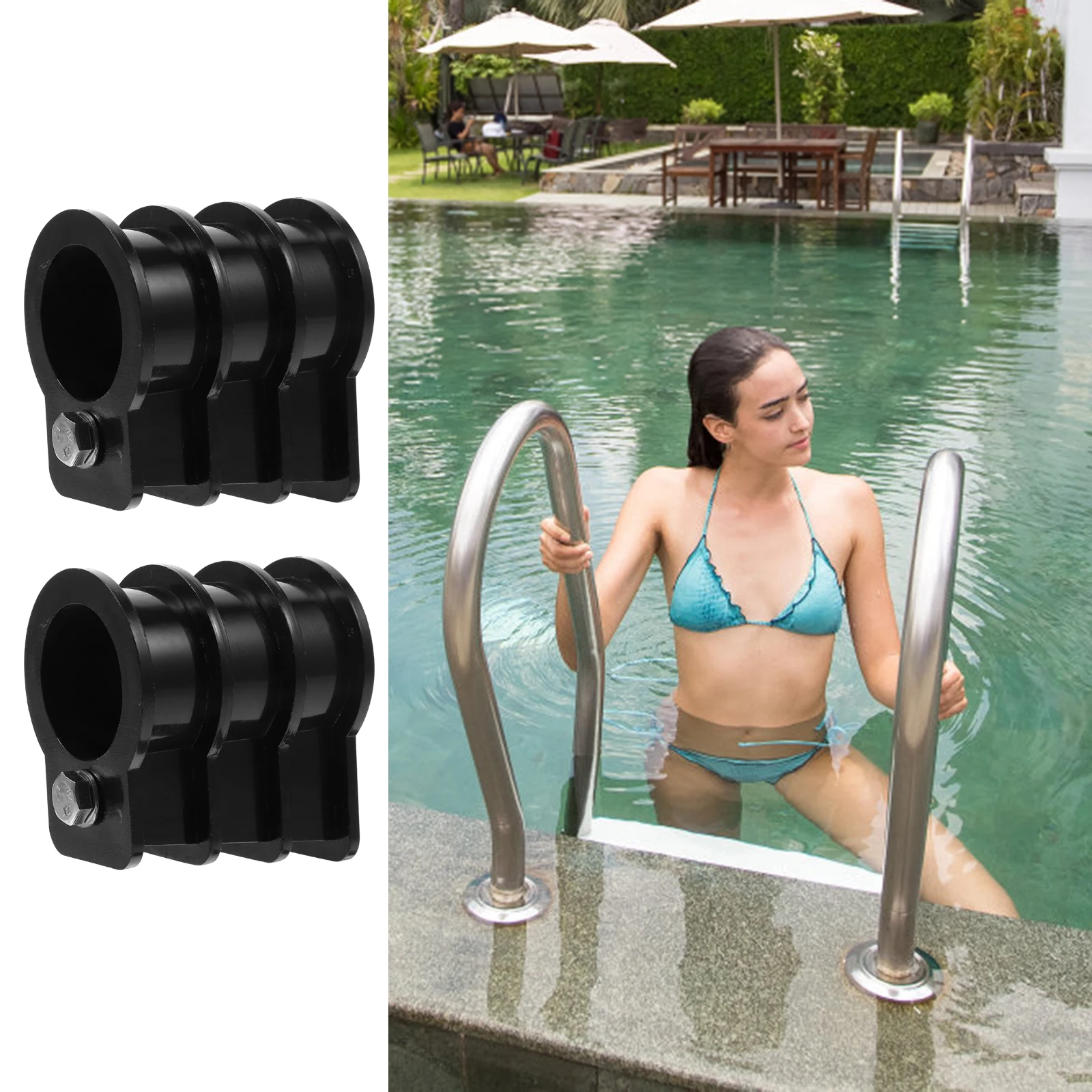 

2pcs Pool Ladder Buckle Embedded Parts Sturdy Wear-Resistant Easy Install No Cement Marks Durable Pool Accessories