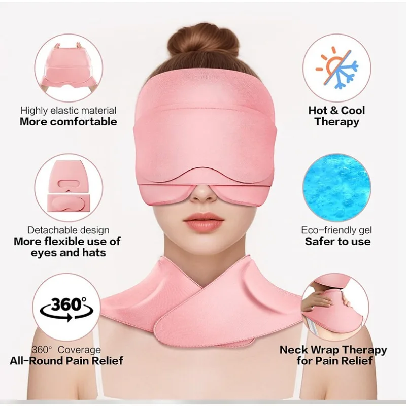 Gel Ice Eye Mask Migraine Relief Head Wrap Dual Use Hot Cold Physical Therapy Cap Reusable Solid Cooling Pack Reduce Headache