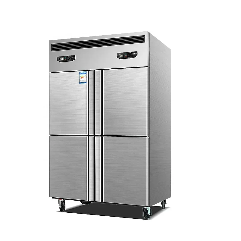 Commercial stainless steel refrigerator 1000L Dessert fruits cooper tube cooling Store meat cabinet freezer 4 doors