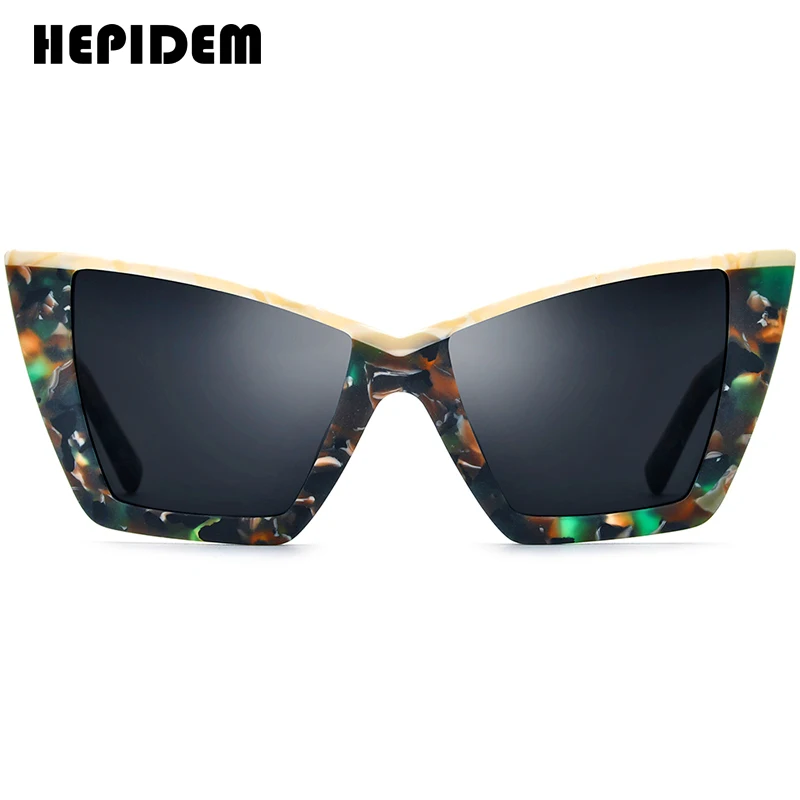 

HEPIDEM Acetate Polarized Sunglasses Women Luxury Famous Brand Designer Cateye Cat Eye BIg Size Kitty Sun Glasses gm y2k 9290