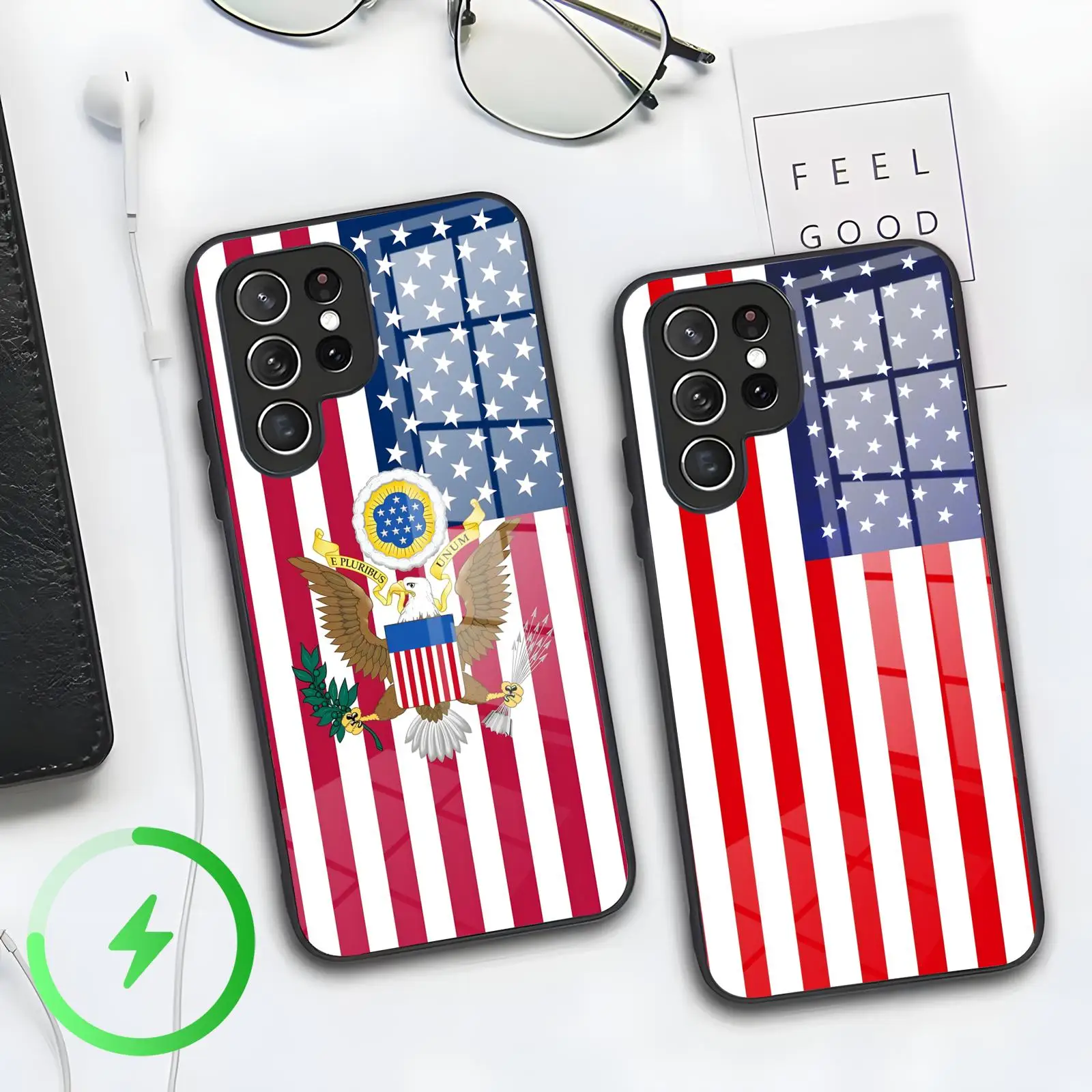 The flag of the United States  Phone Case For Samsung S26 S25 S24 S23 S22 S21 Plus Ultra Note20 Magnetic Glass Phone Case