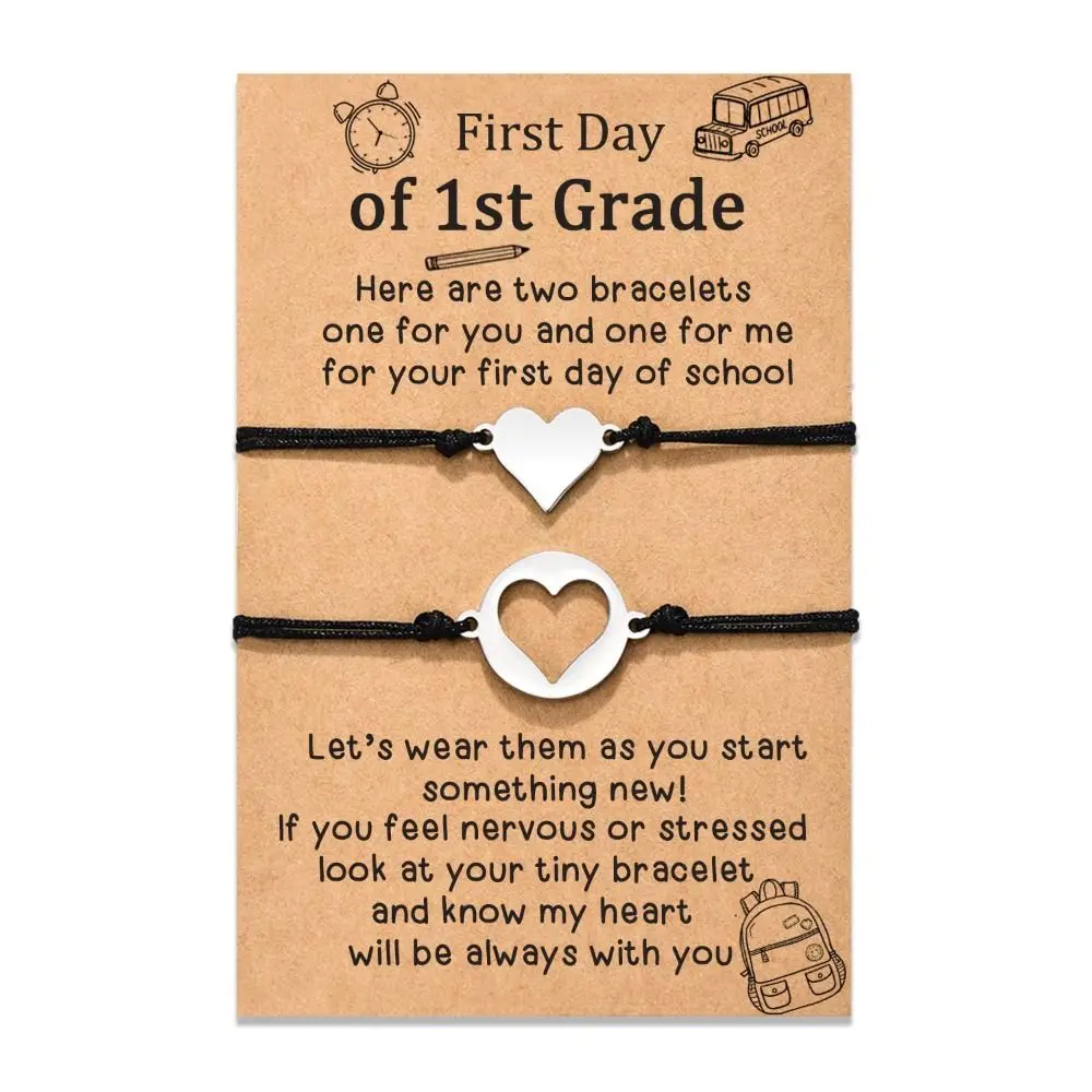 親子のブレスレット,調節可能,学校に戻る,中空の心,シンプルなギフト,2個