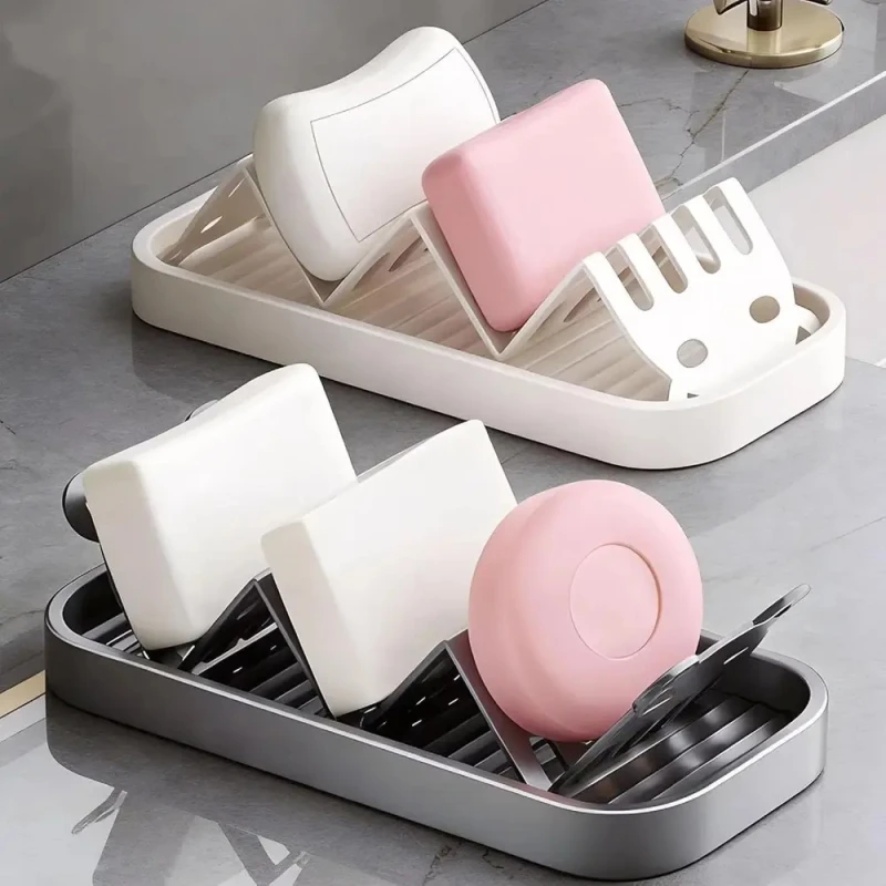 Creative Soap Holder W Shape Double-Sided Soap Dish Carbon Steel Drainage Soap Tray for Bathroom Kitchen Sponge Scrubber Holder view 2