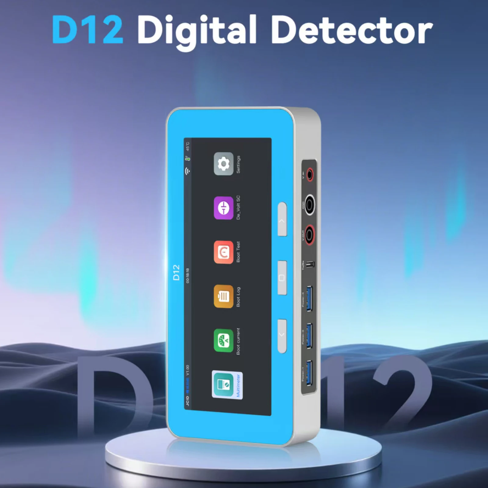 JCID D12 Digital Detector for Apple Boot Current Comparison Diode Values ​​and DC Voltage (0-30V) Measuring Serial Port Reading