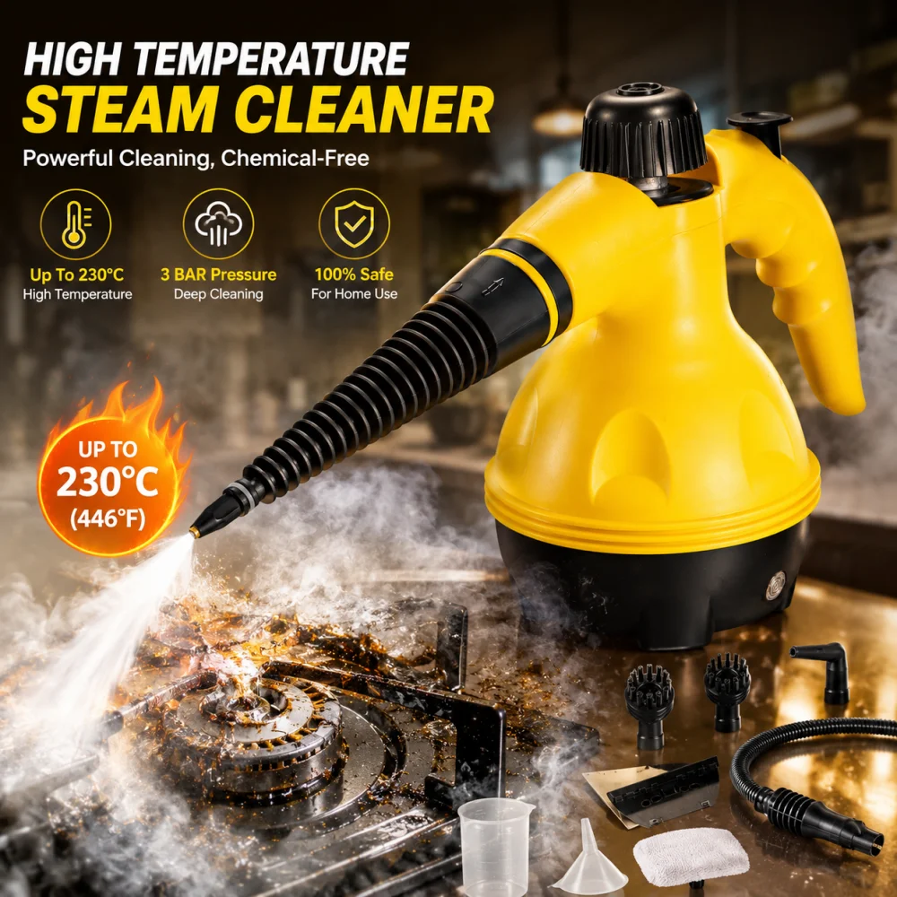 Handheld Pressurized Steam Cleaner 9Pcs Accessories  High Temperature Steam Cleaning Machine For Kitchen  Window Grease Removal