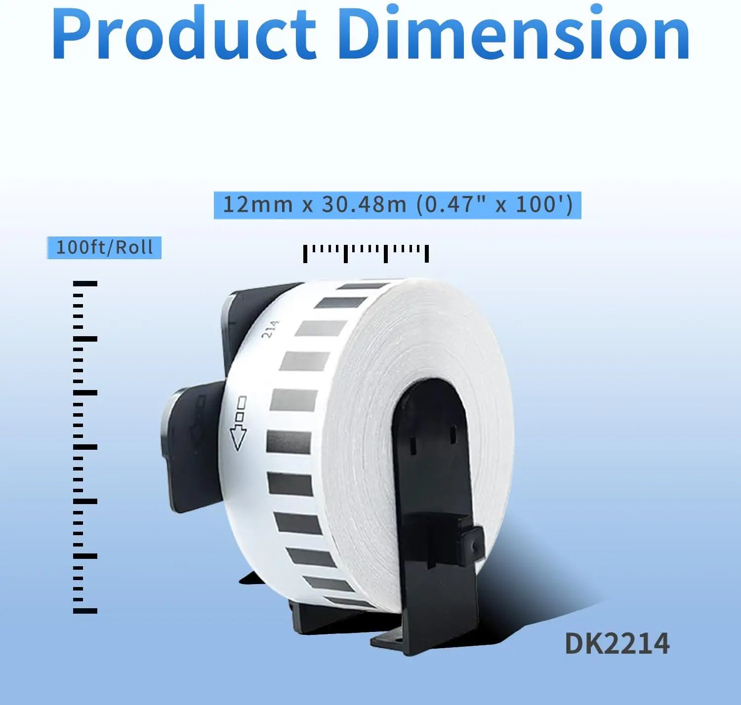 4 Roll DK22214 Label Continuous Thermal Paper 12mmx30.48m Compatible for Brother QL Label Printer QL-500 QL-570 Machine Dk-22214