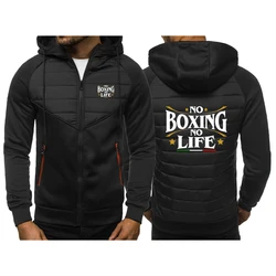 2025 No Boxing No Life Gym New Hooded Jacket Spring and Autumn Men Casual Slim Comfortable Leisure Patchwork Zipper Tops