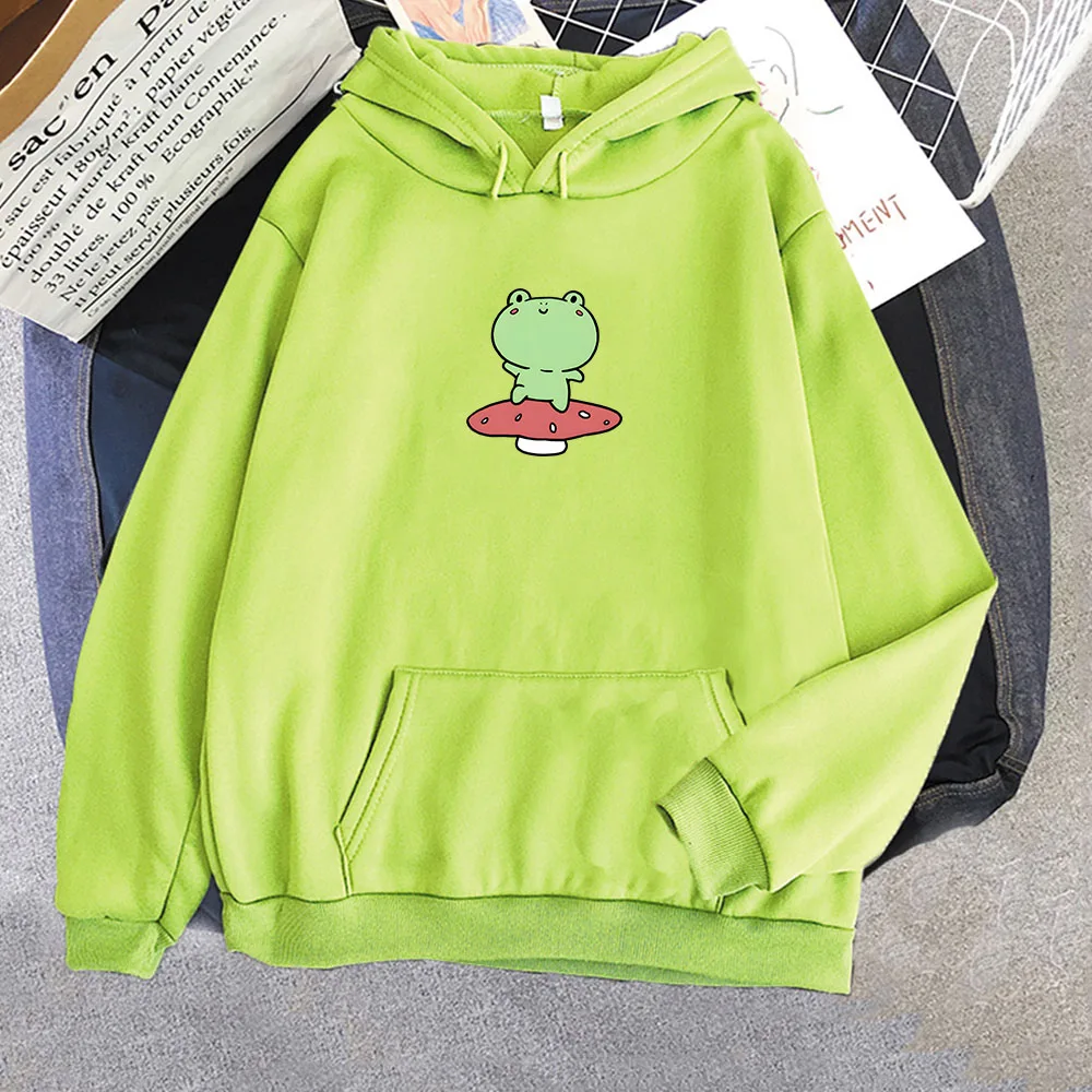 Cute Frog Mushroom Hoodies Hooded Sweatshirt  Cute Graphic Printing Harajuku Pullovers Kawaii Hoodie Dropshipping Customized Top