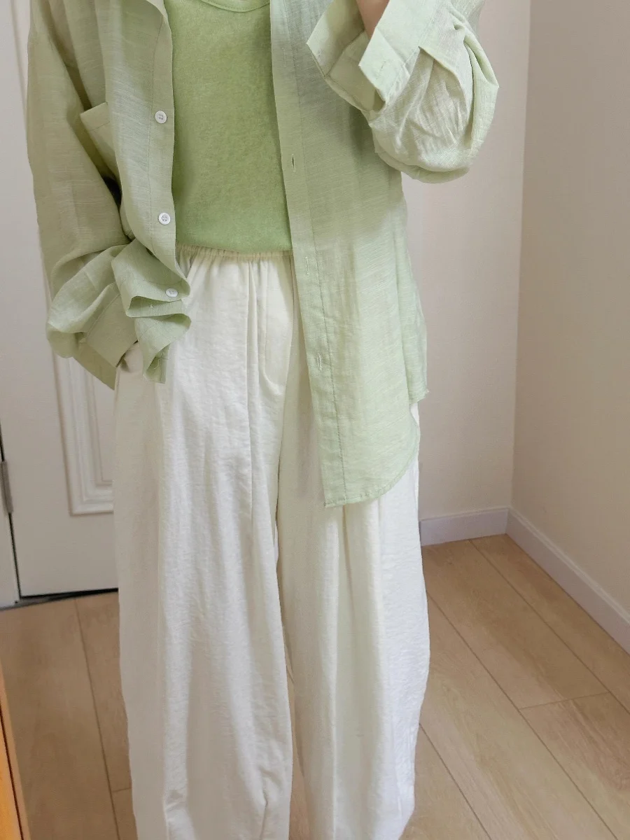 Menthe een Long Sve lin ample irt femmes été petite taille mince Transparent léger Protection solaire irt Cardigan