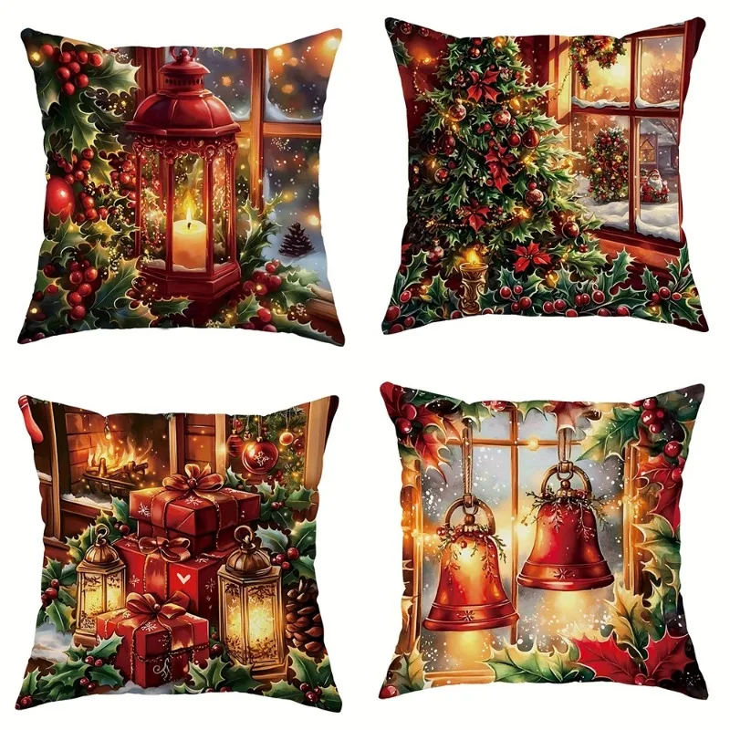 Christmas decoration pillowcase New Year gift Christmas Tree candle gift Box pattern home room decoration sofa cushion cover