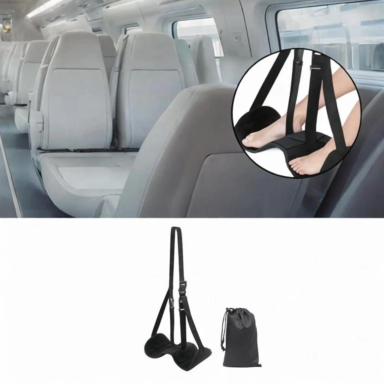 

Oxford Cloth Airplane Footrest Hammock Travel Cushion Leg Support Pillow for Plane Travel Long Flights and Office Use
