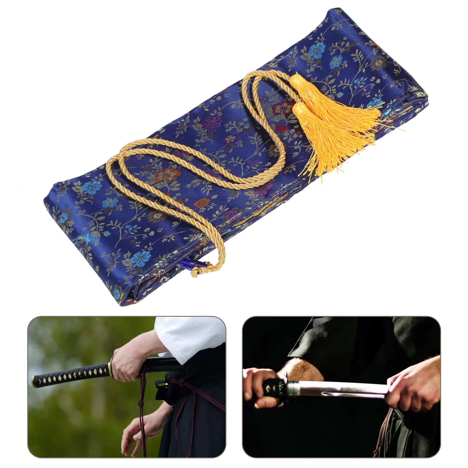 Silk Sword Bag Japanese Design Case with Strap Handbag Swords Tai Chi Samurai Storage Long