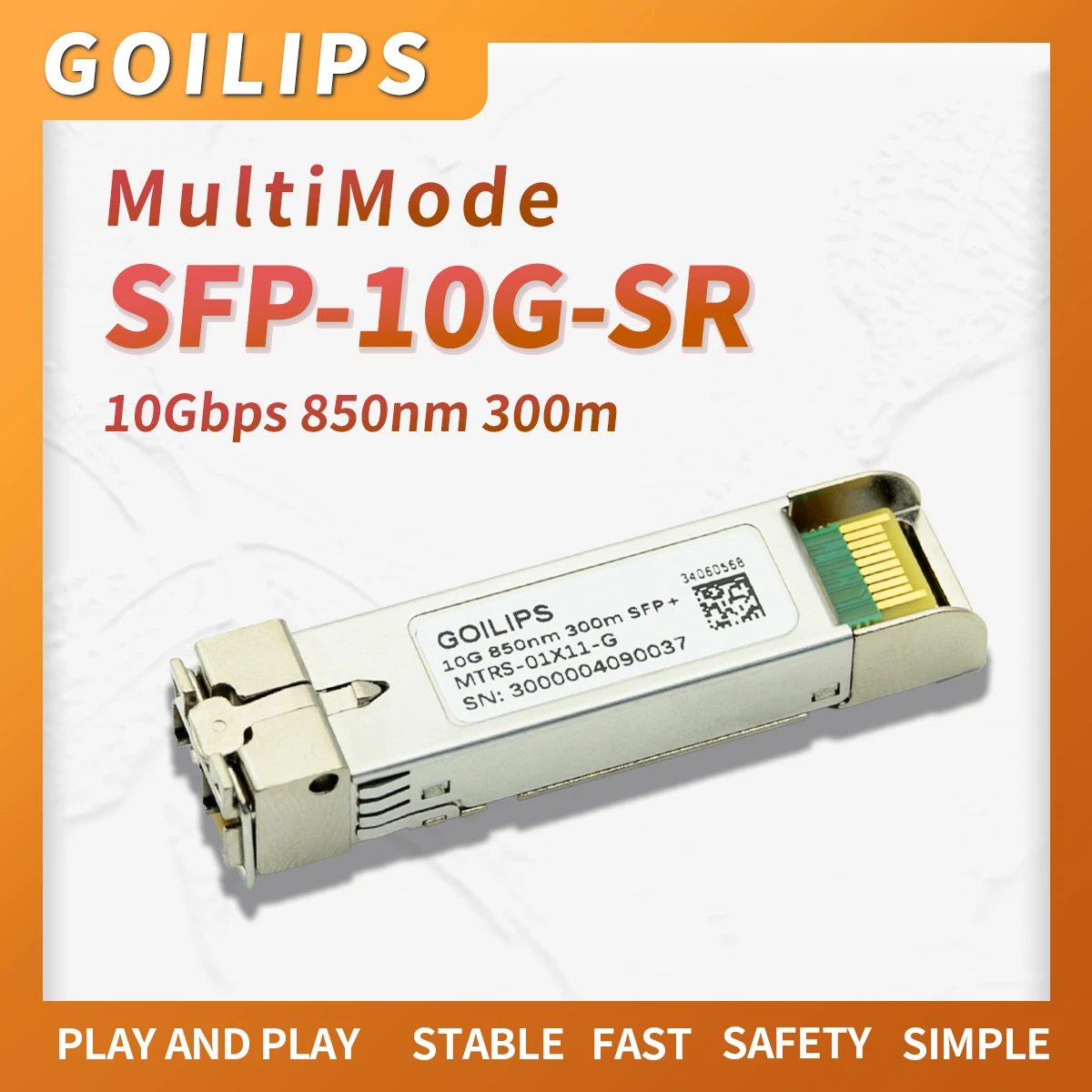 

SFP Module Fiber SFP-10G-SR 850nm 300m Optical Transceivers MultiMode Duplex LC Conector Compatible with CISCO Ethernet Switch