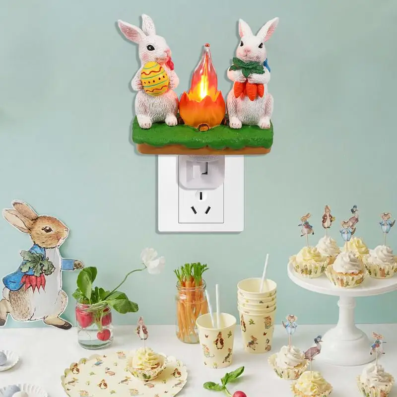 กระต่าย Bonfire Night Light LED Bunny Light โคมไฟตกแต่งไฟโคมไฟข้างเตียง Easter Bunny Campfire ไฟตกแต่งวันหยุด