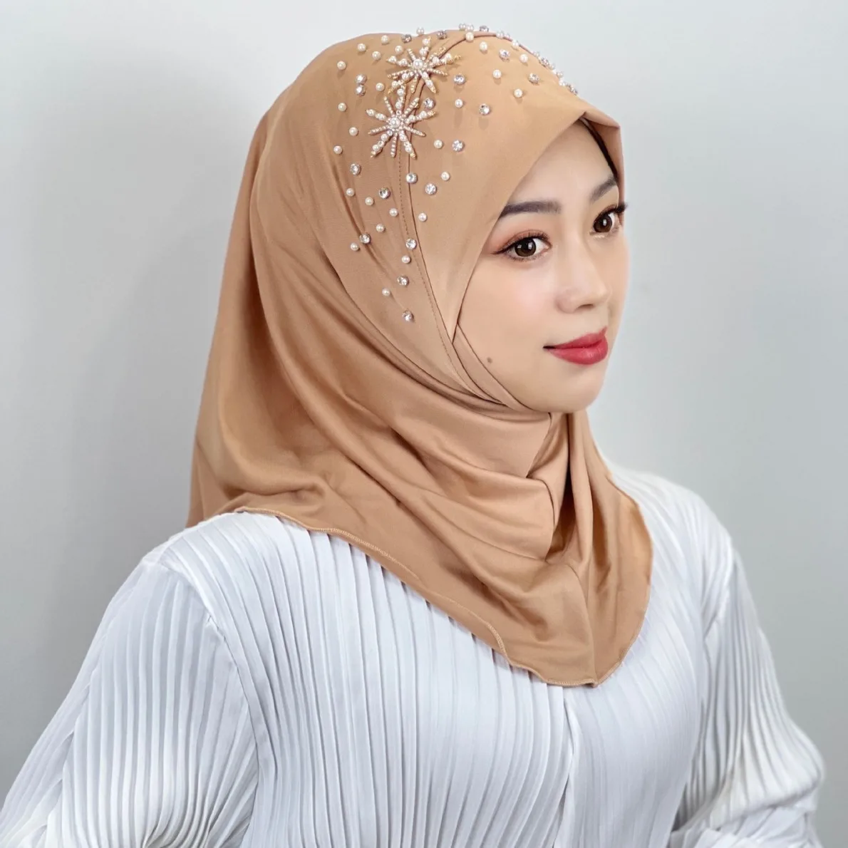 

Muslim Women Hat Hijab Elegant Soft Solid Color Headscarf Hats Convenient Stretchy Outdoor Indoor Party Working Headwear Cap