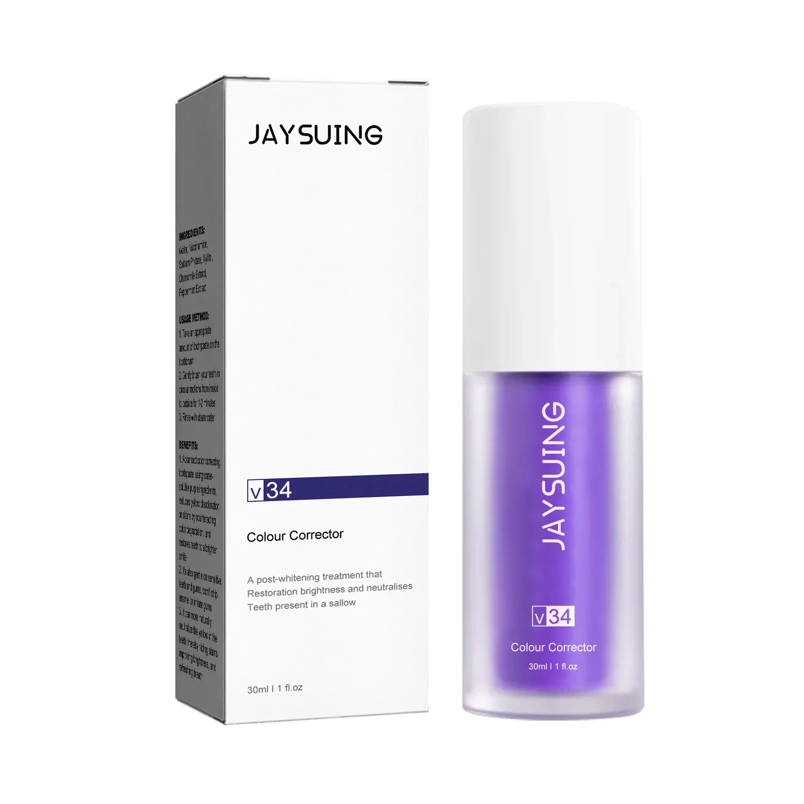 Sensitive Toothpaste with V34 Purple Formula for Oral Odor and Stains Removal Teeth Whitening V34 Colour Corrector Teeth