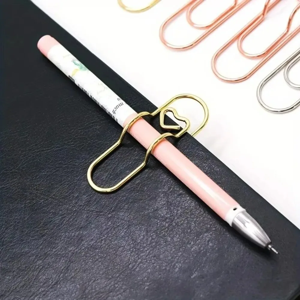 Multi-functional Love Model Paper Clips Heart Shape DIY Pen Holder Metal Ticket Separator Pages Tags School Supplies Accessories