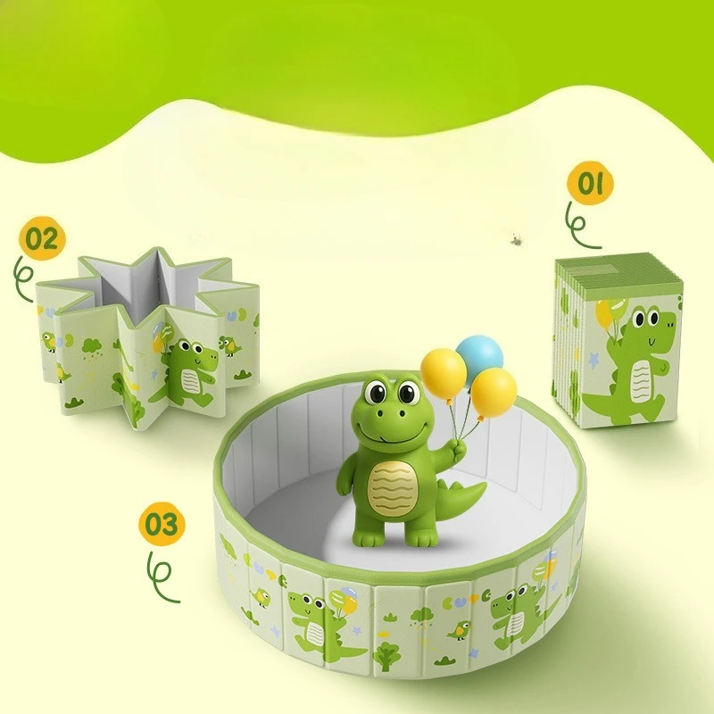 حمام سباحة JIABINFU غير قابل للنفخ، حمام سباحة كبير دائري داخلي وخارجي للأطفال، لوح دعم بأربعة جوانب