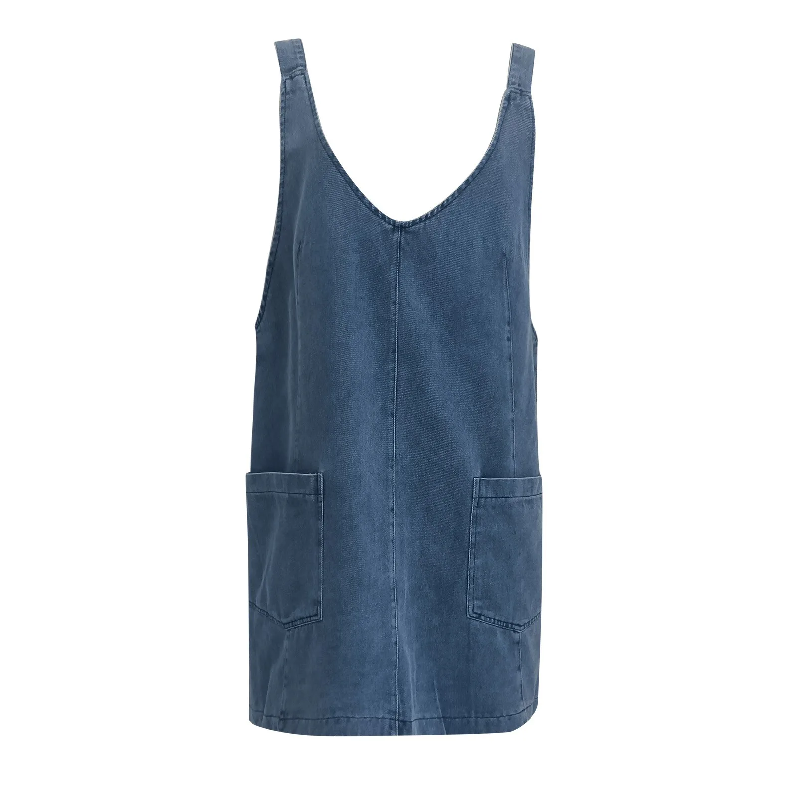 

Ladies' Denim Overall Dress Adjustable Suspender Mini Dress With Pockets Loose Casual Fahion Short Jean Skirts For Women