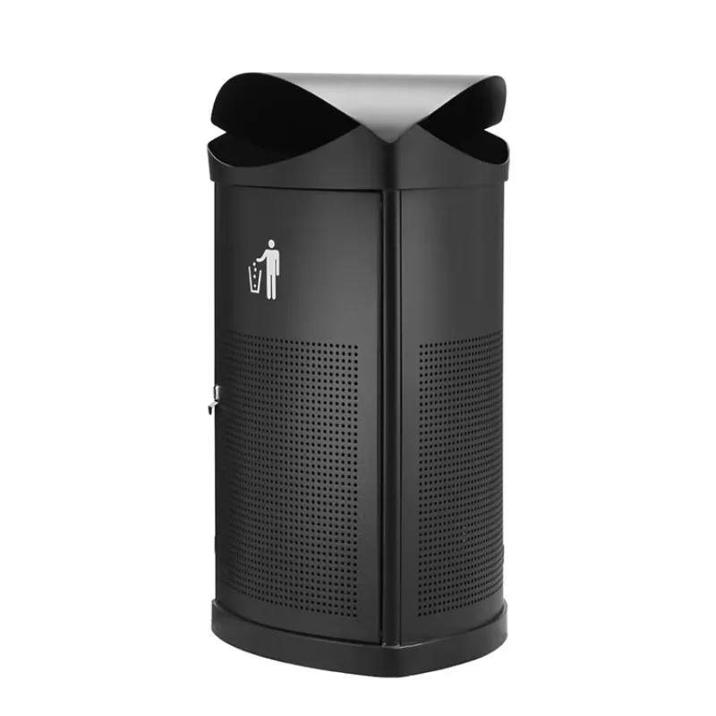 Powder Coated Corner Outdoor Trash Can & Recycle Bin - Prism, Weatherproof, Save Hotel, Park, Garden Space