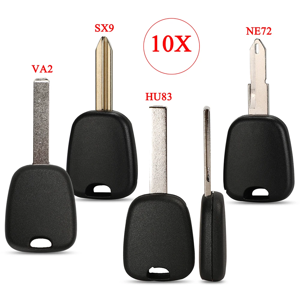 

jingyuqin 10pcs Transponder Car Key Shell VA2 HCA SX9 Blade For Citroen C2 C3 C4 Fit Peugeot 106 107 307 207 306 406 Replacement