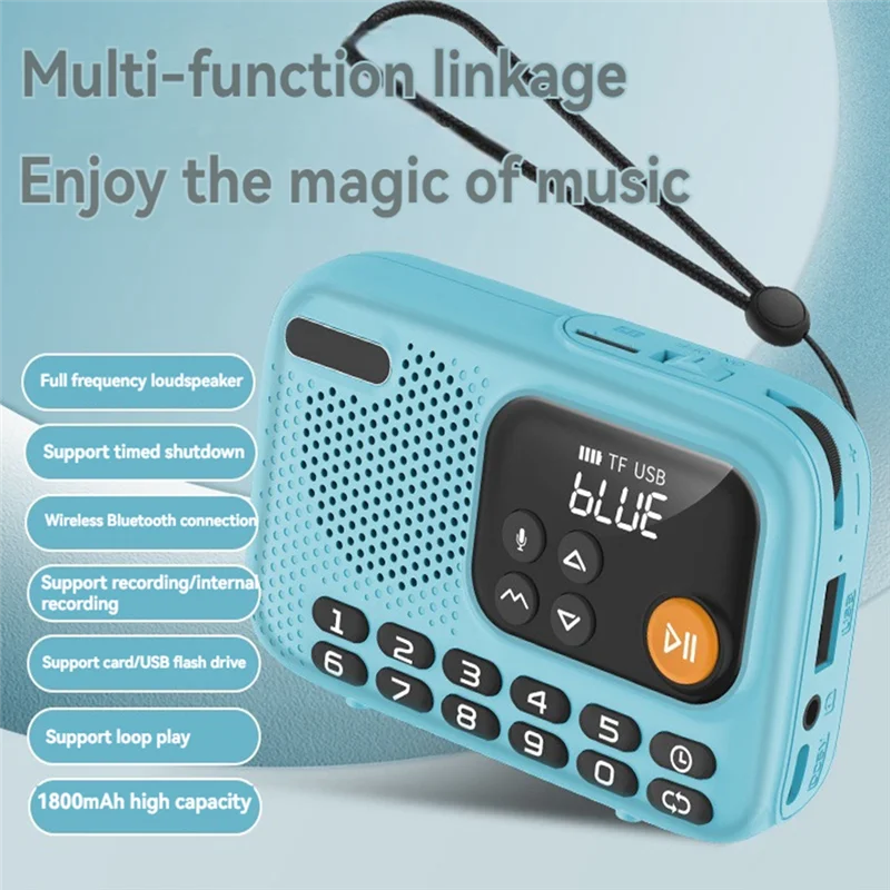 A003 Radio FM portatile Altoparlante wireless Bluetooth Registratore con supporto schermo LED Scheda TF Disco U Forhome Outdoor B