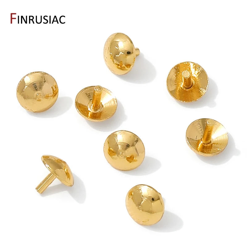 14/18K Gold Plated Brass Solid Beads Plug Pearl Hole Plug Caps For Pearl Earring Pendant Accessories,DIY Jewelry Making Supplies image 3