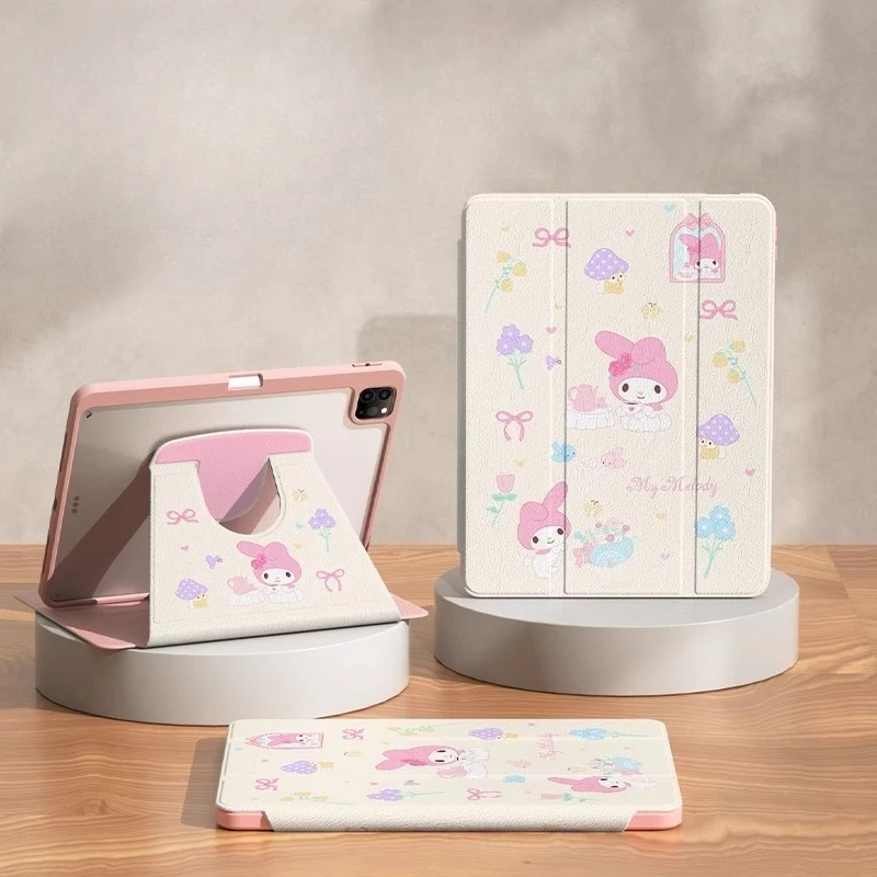 حافظة My Melody لجهاز iPad Funda ipad 8/9/10 10.2in A16 11in غطاء لوحي Air 4 5 10.9in M2 M3 Pro 4 5 6 12.9in M4 حافظة واقية