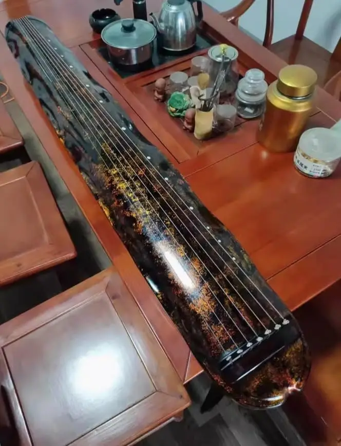 Guqin Black Pure Handmade Old Fir Professional performance Chinese zither 7 strings instrument