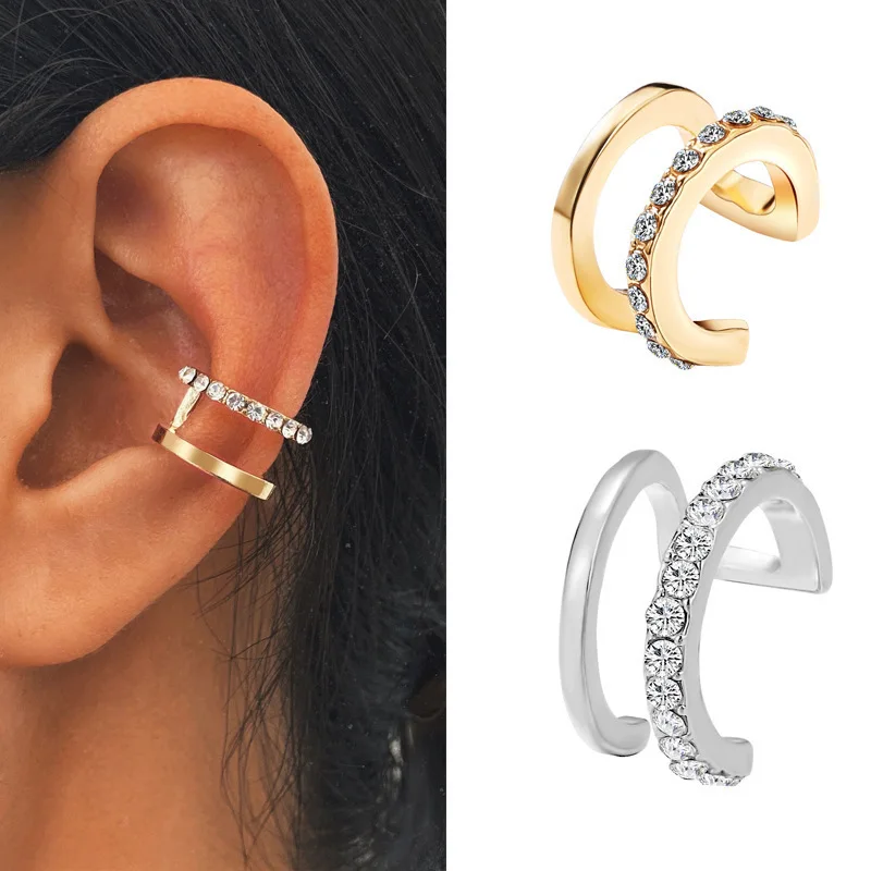 1PC Exquisite Rhinestone Ear Cuff Ear Clip for Women Cubic Zirconia No Pierced Small Earring Fake Cartilage Piercing Jewelry