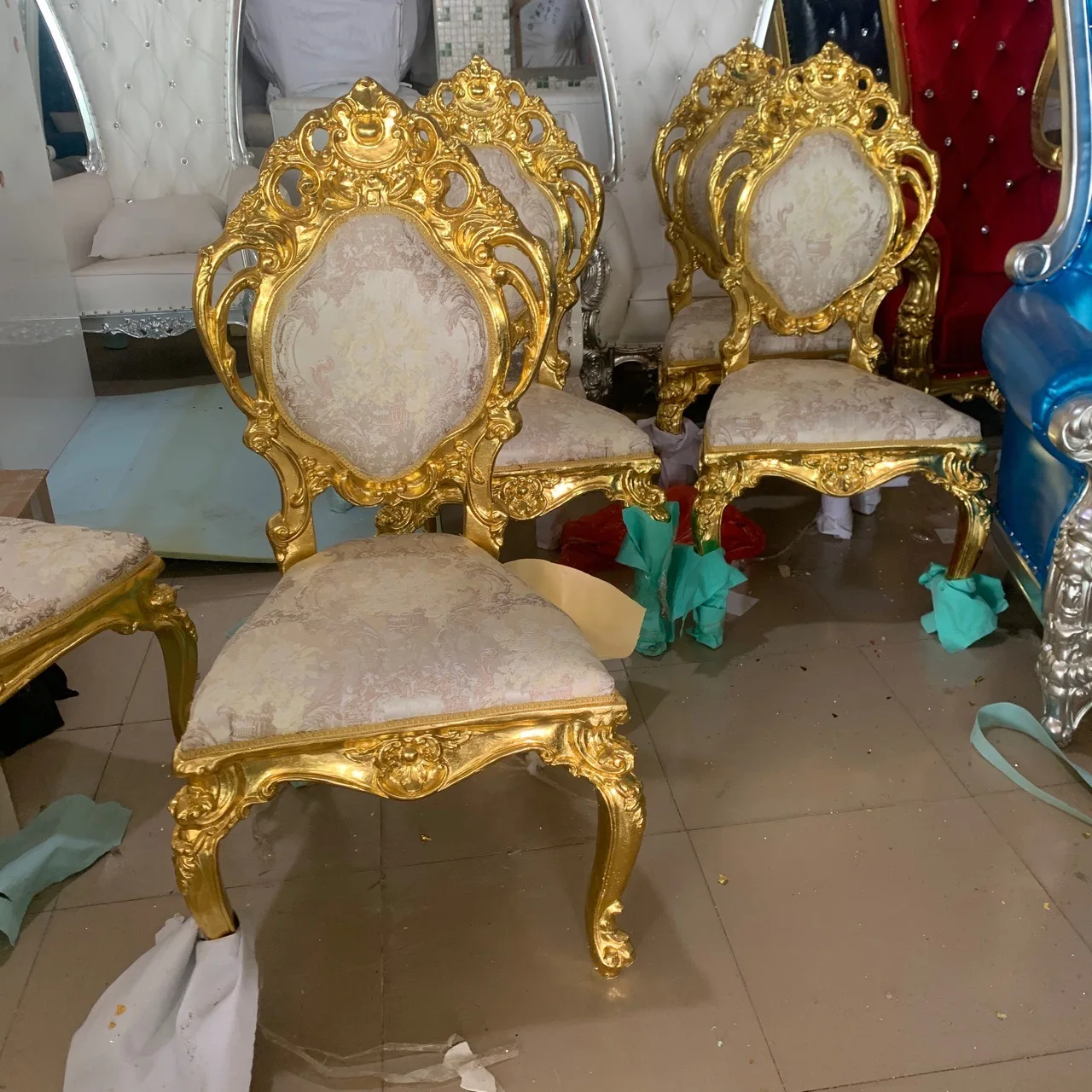 Events furniture King Throne Chair High Back Throne Sofa Chairs Luxury Royal Wooden King And Queen Wedding Sofa Chairs