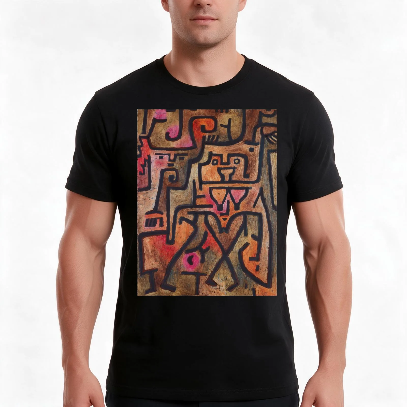 Paul Klee - Forest Witches T-Shirt, Summer Casual Cotton Tee, Oversized Streetwear Tops, Vintage Graphic Print, Unisex Men Women