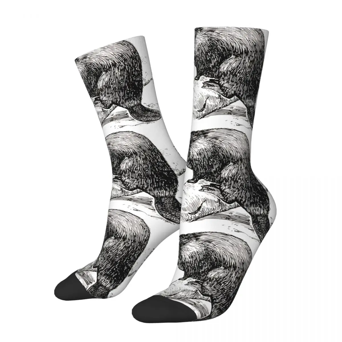 Crazy compression Beaver Sock for Men Harajuku Bobr Kurwa Seamless Pattern Crew Sock Novelty