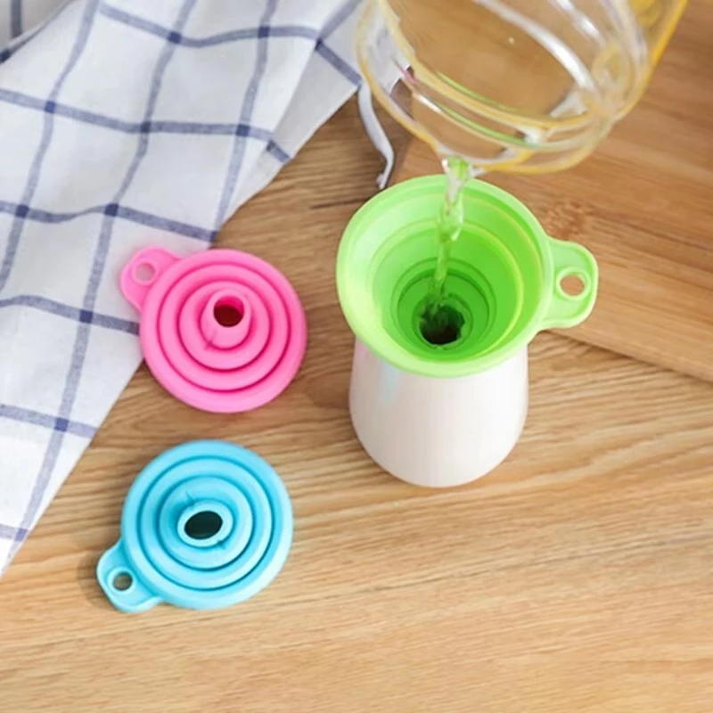 1/2/3Pcs Foldable-Cooking-Food-Grade For Filling Bottles Perfume Capsules Fry Oil Filter Kitchen Silicone Collapsible Funnel