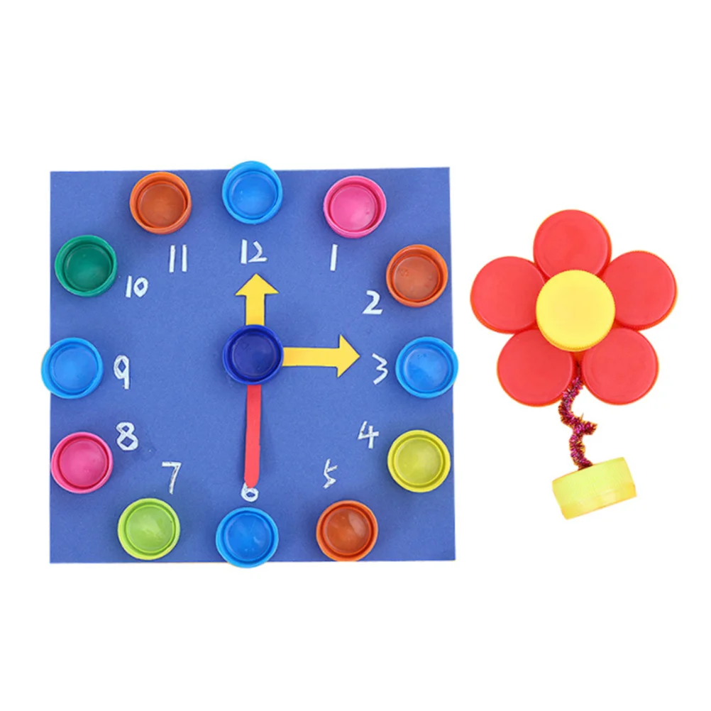 

100Pcs Plastic Drink Bottle Cover DIY Colorful Kid Child Bottle Cap Decoration Creative Fun Activity Child DIY