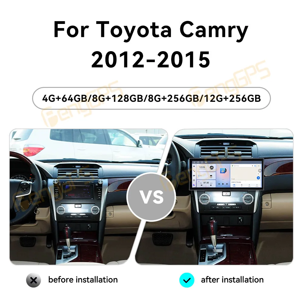 

15,8-дюймовый автомобильный радиоприемник Android 15 с CarPlay для Toyota Camry 2012-2015, сенсорный экран, мультимедийный плеер, GPS-навигация, головное устройство, DSP