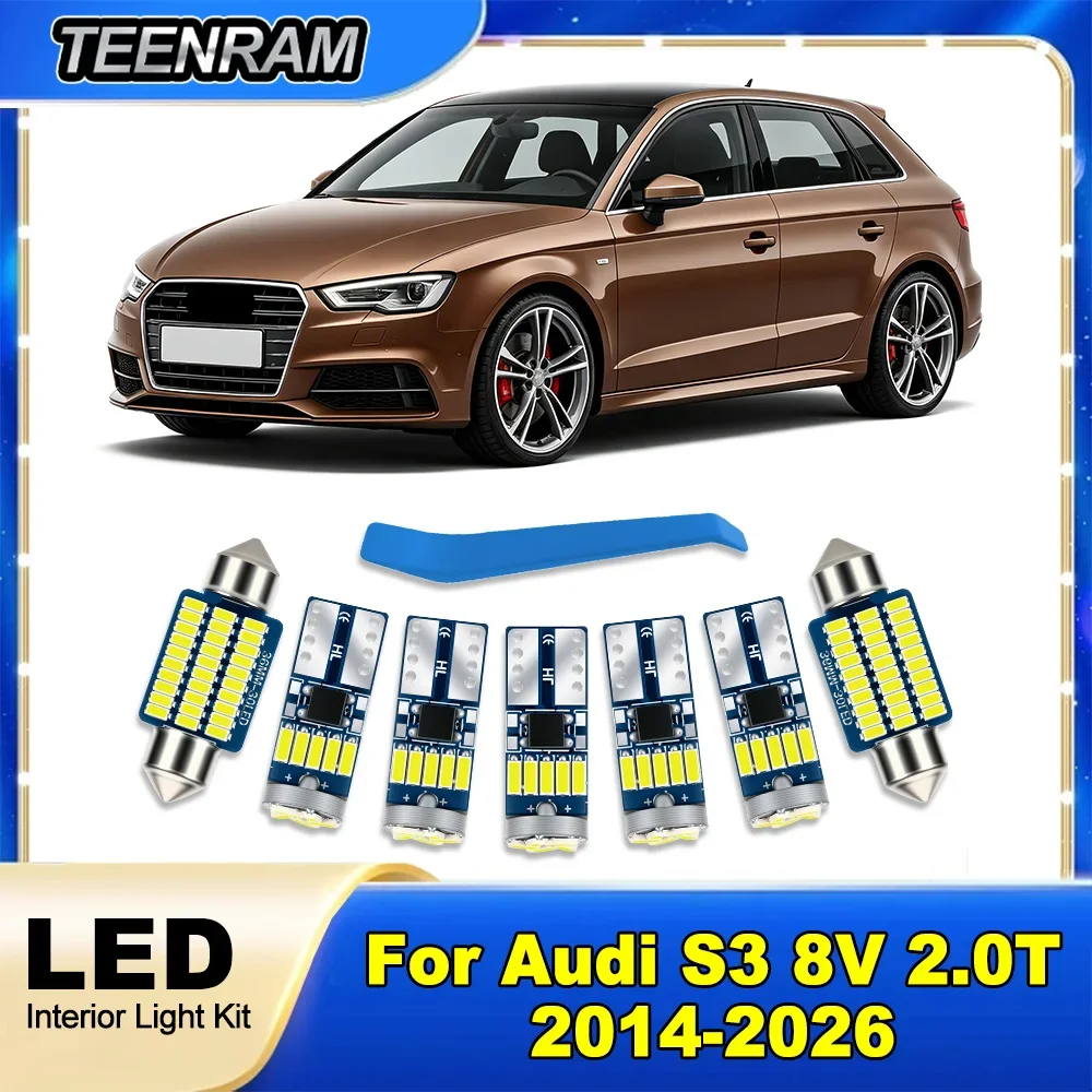 For Audi S3 8V 2.0T 2014-2026 Canbus Car Bulbs LED Interior Map Dome Vanity Mirror Trunk Glove Box  Light Kit 2015 2016 2017