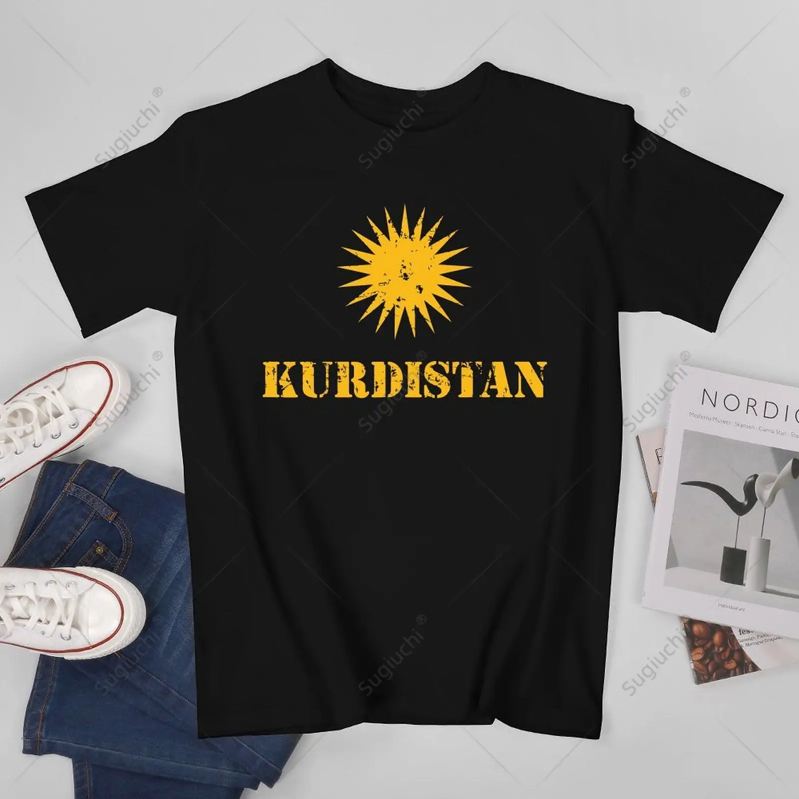 Unisex Men Vintage Retro Kurdistan Kurdish Kurdish Flag Tshirt Tees T Shirts Women Boys 100% Cotton T-Shirt