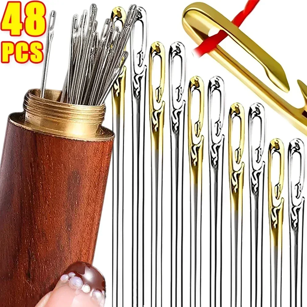 Side Hole Blind Sewing Needles Stainless Steel Elderly Needles Hand Sewing Stitching Pin Diy Home Self Beading Threading Needles