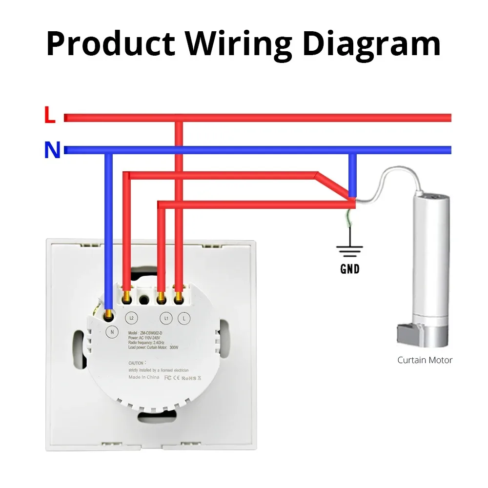 Zemismart WiFi Curtain Switch with Running Limit Setting Function Smart Rolller Shade Switches Tuya Alexa Google Home Control