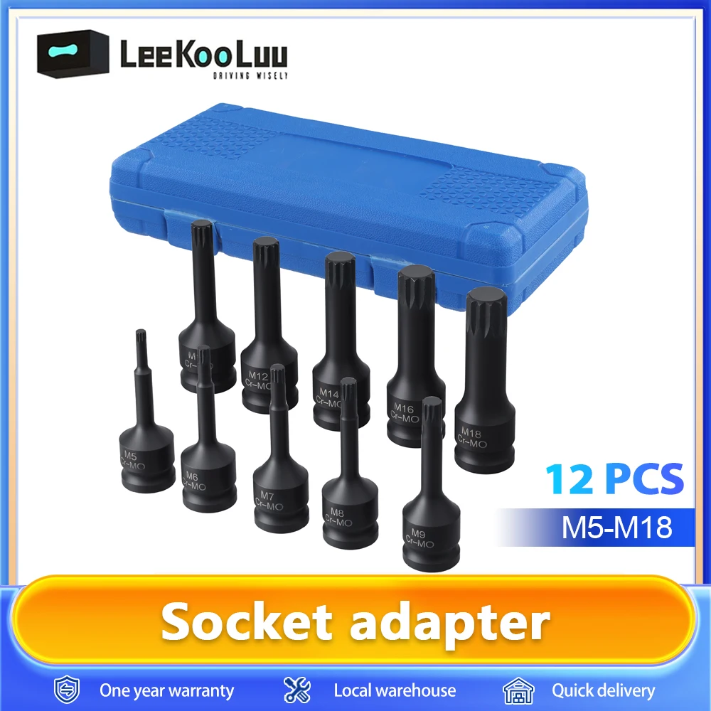 Jeu de douilles à percussion hexagonales de type M, 10 pièces, M5-M18 Torx, jeu de douilles d'entraînement, adaptateur, embouts de tournevis