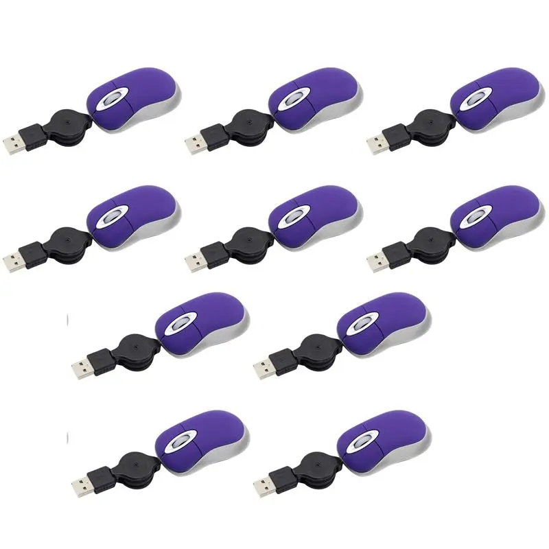

Stable 10X Mini USB Wired Mouse Retractable Tiny Small Mouse 1600 DPI Optical Compact Travel Mice