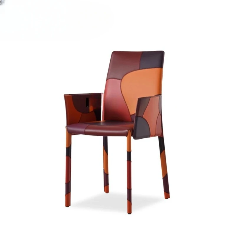 

Simple Modern Designer Creative Fashion Colorblock Leather Leisure Chair Hotel Bar Chair Home Dining Chair