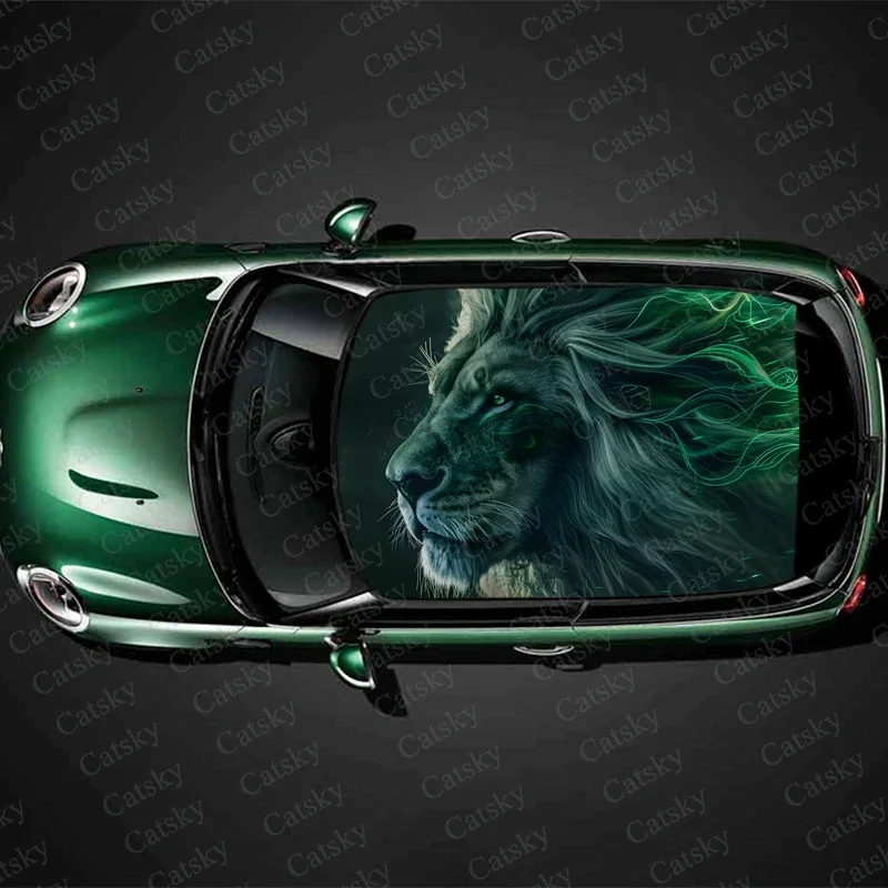 

Colorful Lions Face Car Roof Sticker Wrap Racing SUV Accessories Packaging Painted PVC Custom Car Graphic Decal
